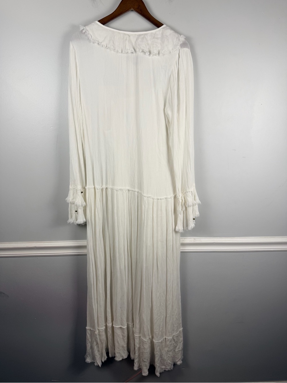 Free people sweet darlin’ long sleeve maxi dress white size large ruffle - Picture 9 of 9